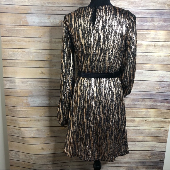 NWT & ADAM Velvet Tie Short Long Sleeve Sequin Dress! - Picture 9 of 9